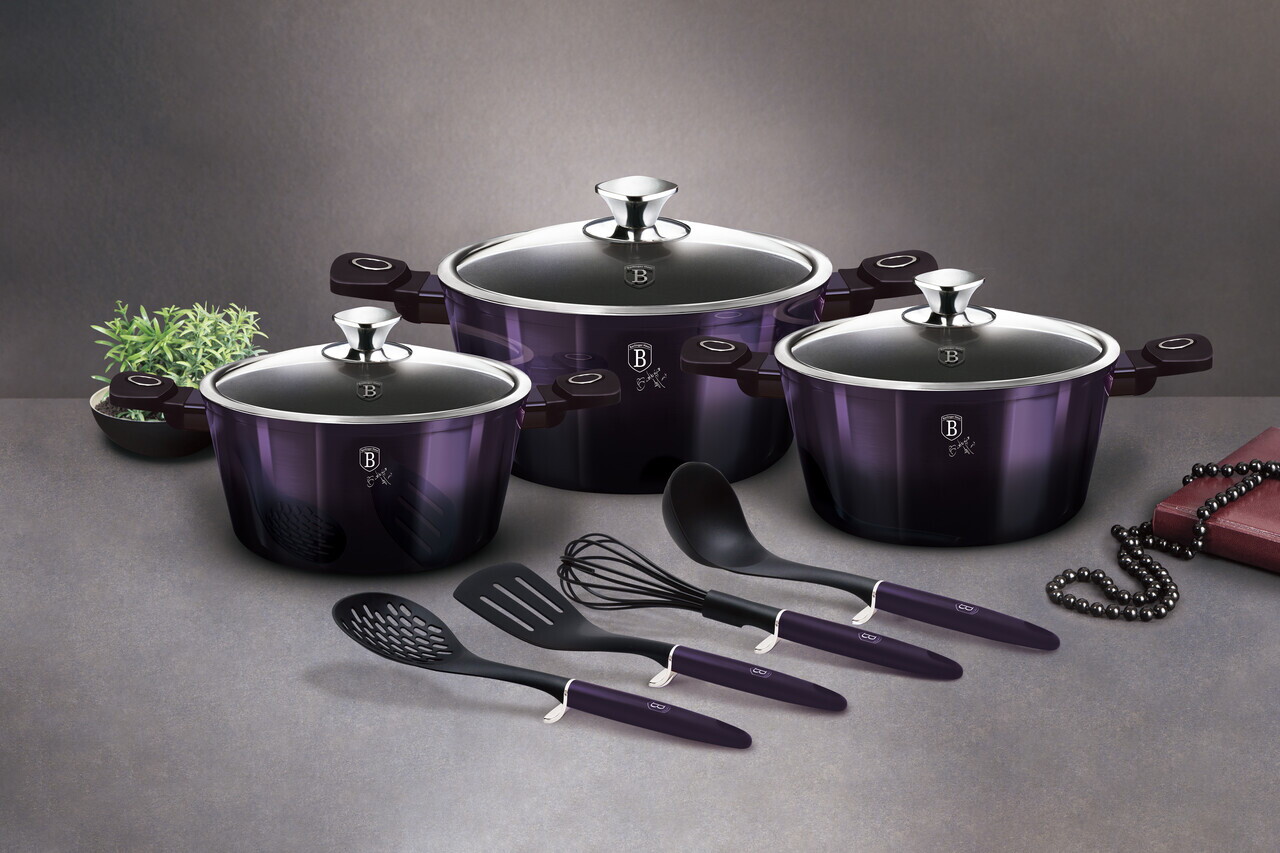 Set pentru gatit Berlinger Haus, Purple Eclipse, 10 piese, aluminiu forjat, mov - imagine 6